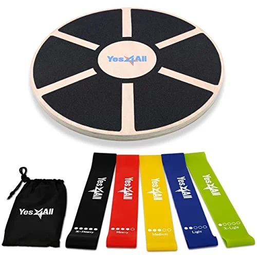 Combo Wooden Wobble Balance Board & Loop Resistance Bands Combo Wooden Wobble Balance Board & Loop Resistance Bands