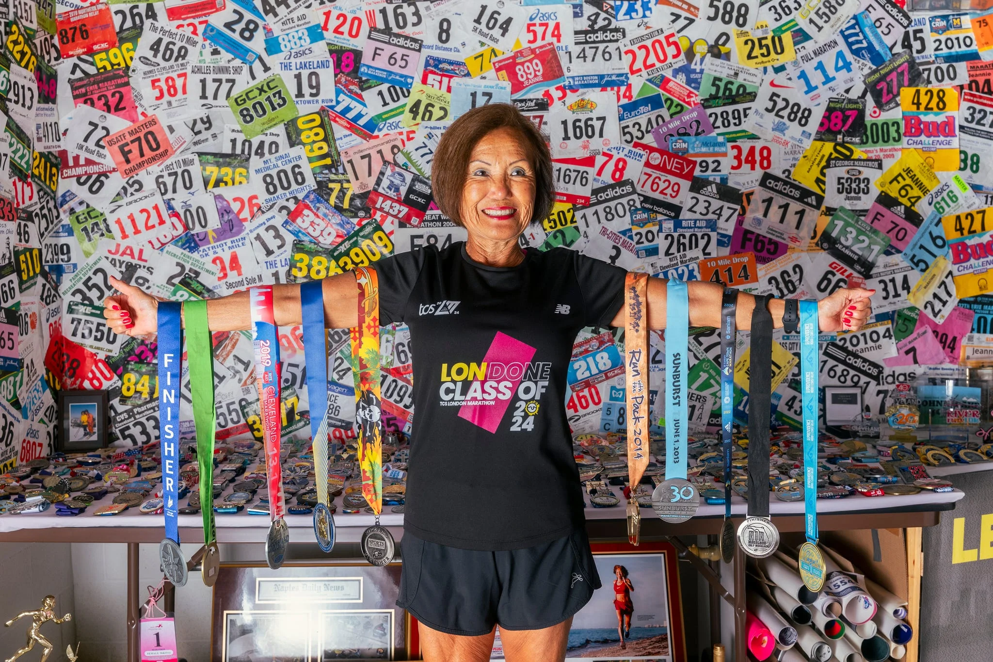 painsville, oh july 12 2025 jeannie rice in her commemoration room that includes her bibs, metals, newspaper articles, magazine stories and photos. the suprising thing is she no longer has all of her metals she's ever gotten from racing. painsville, oh july 12 2025 jeannie rice in her commemoration room that includes her bibs, metals, newspaper articles, magazine stories and photos. the suprising thing is she no longer has all of her metals she's ever gotten from racing.