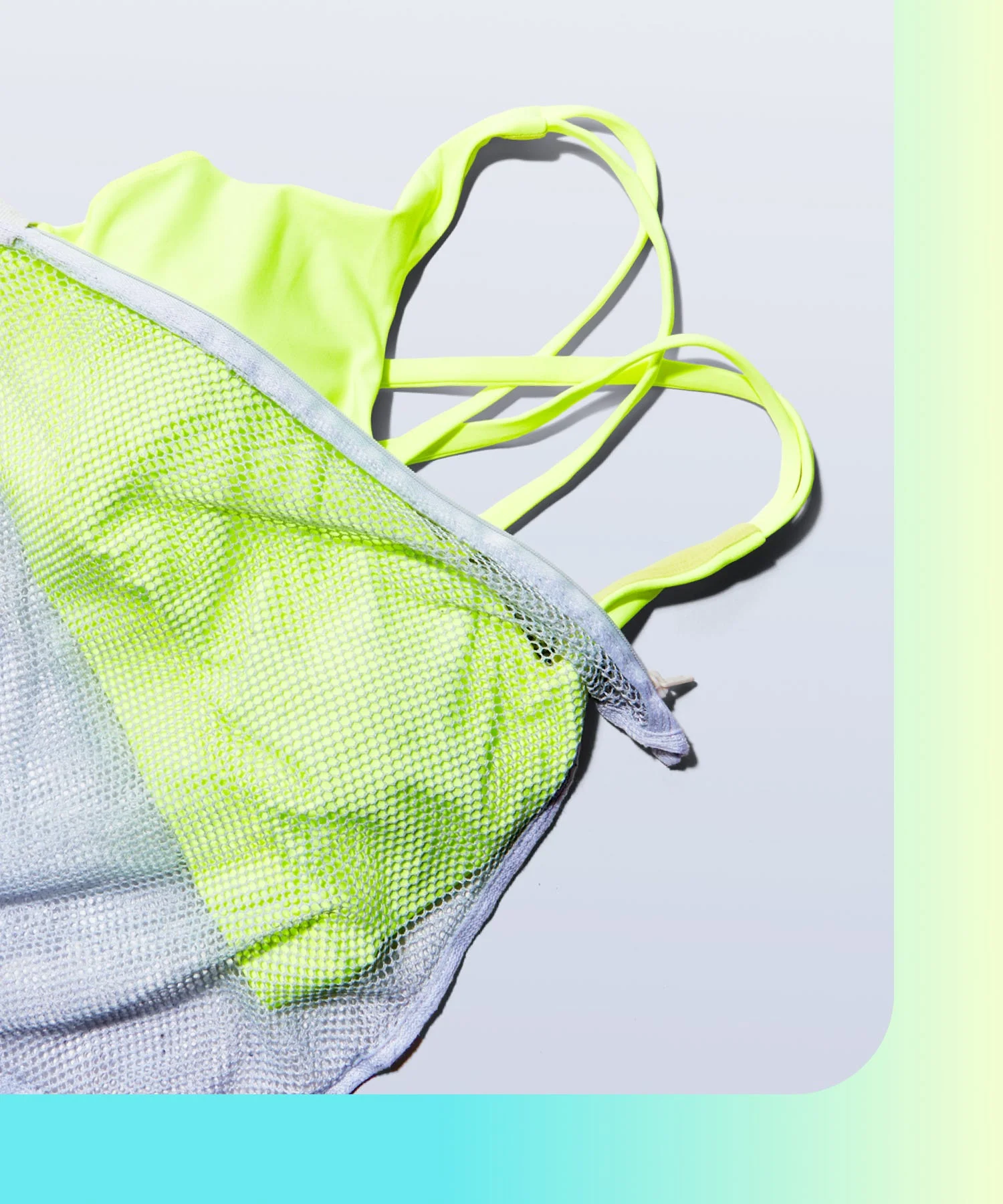 neon yellow sports bra in a mesh bag neon yellow sports bra in a mesh bag