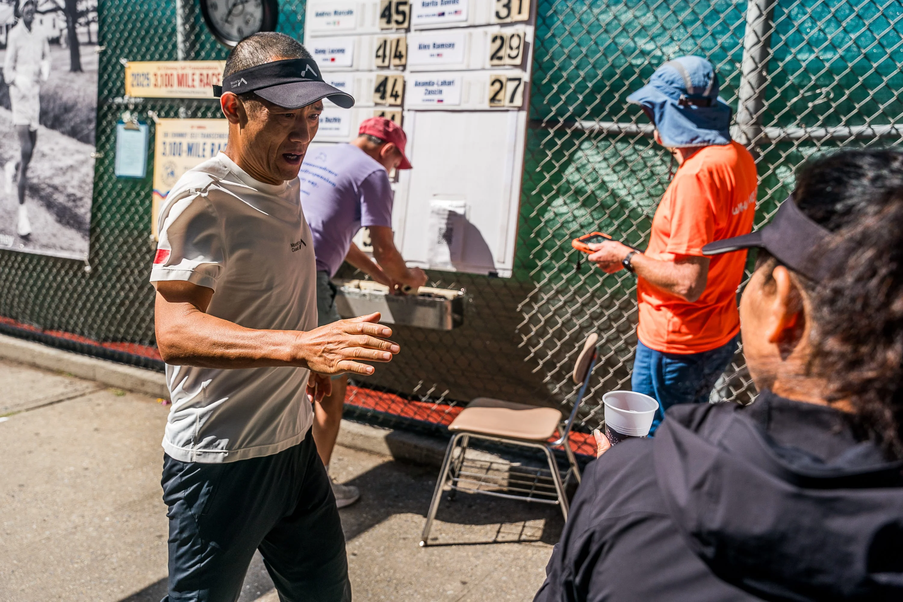 RWD geng lucong runs in the sri chinmoy 3100 mile race in queens, new york on august 30, 2025 the race circles a high school over the corse of 2 months for 3100 miles